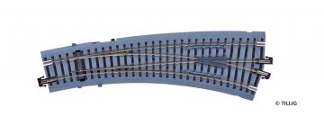 TILLIG 83863 - Bettungsgleis braun Innenbogenweiche rechts 15° mit Handantrieb (TT, H0m)